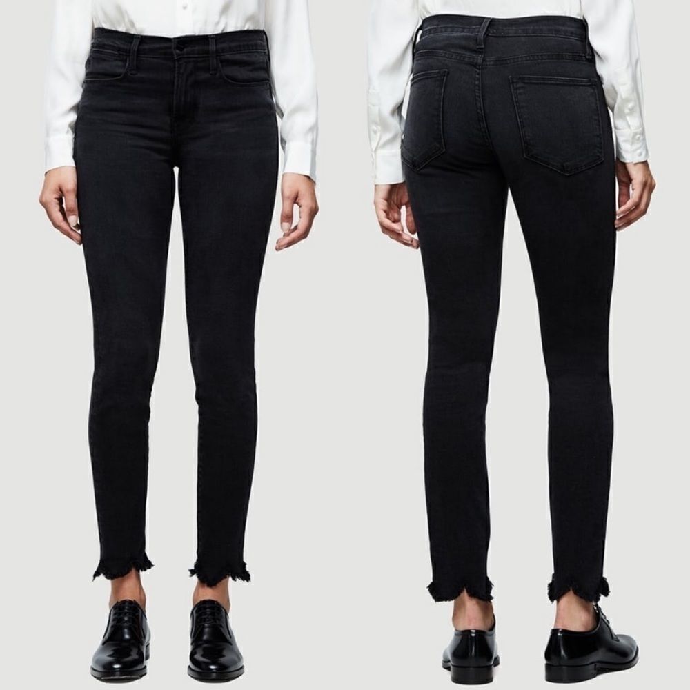 FRAME Le High Ankle Skinny Jeans Black Size 27
